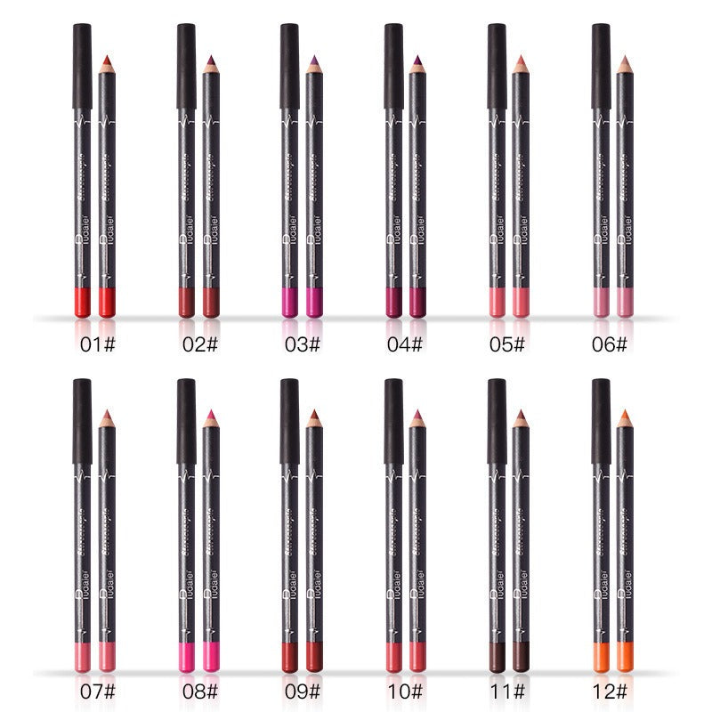 Pudaier twelve-color lip liner foreign trade waterproof non-fading matte velvet lipstick pen