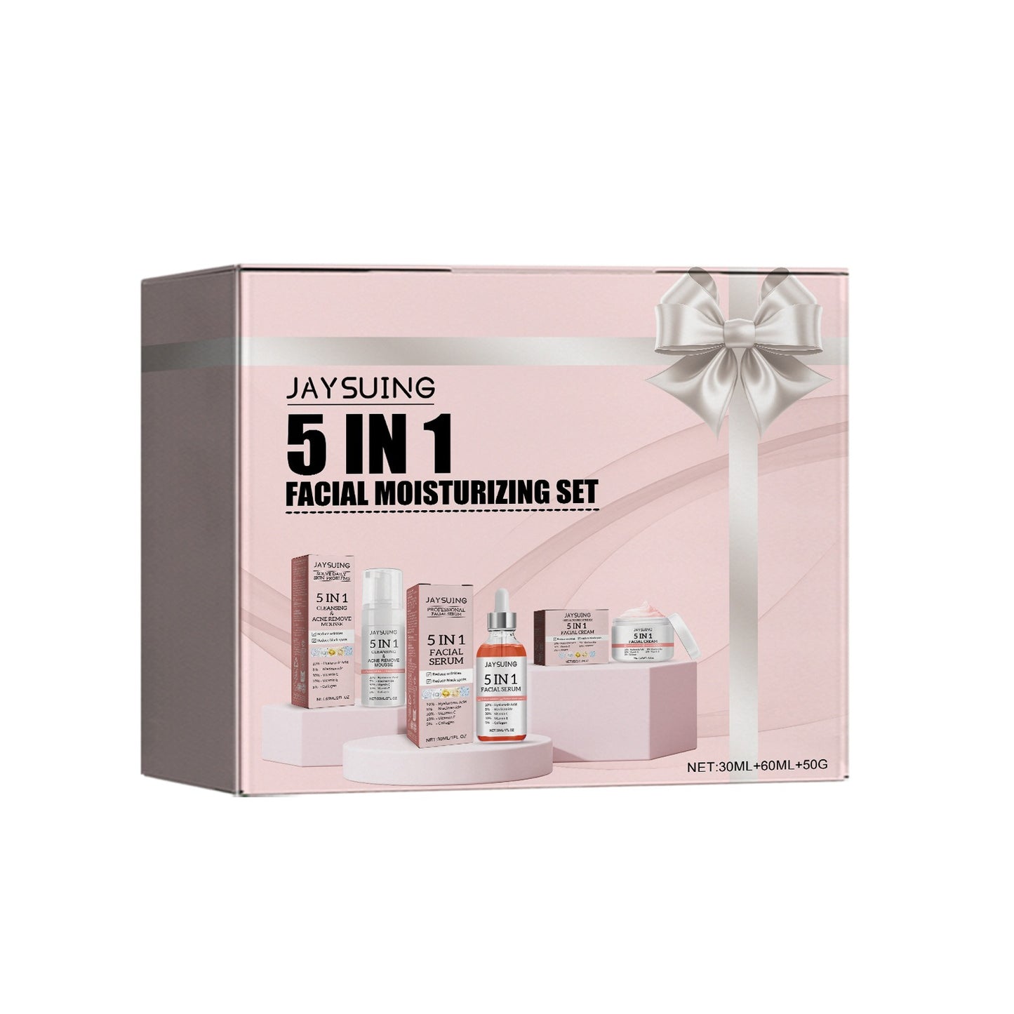 Jaysuing 5-in-1 facial moisturizing set Hydrating, moisturizing, deep moisturizing, whitening, brightening and firming skin